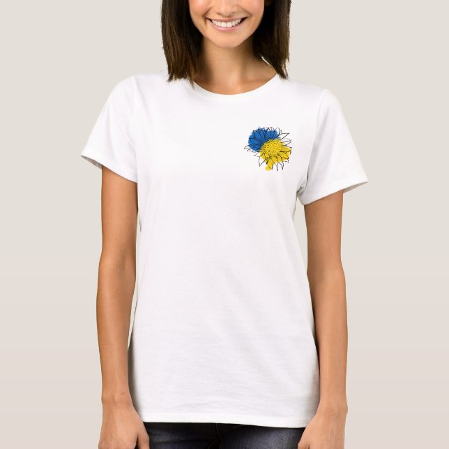 Ukraina Support Solrosblomma T Shirt (Framsida)