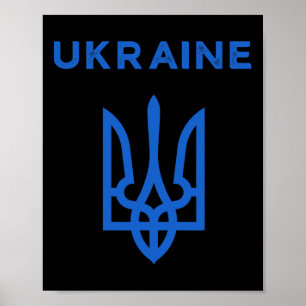 Ukraina Supporter Trident Ukrainsk Tryzub Flagga C Poster