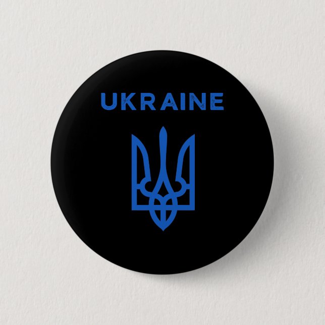 Ukraina Supporter Trident Ukrainska Tryzub Flagga  Knapp (Framsida)