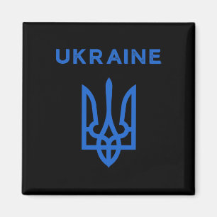 Ukraina Supporter Trident Ukrainska Tryzub Flagga Magnet