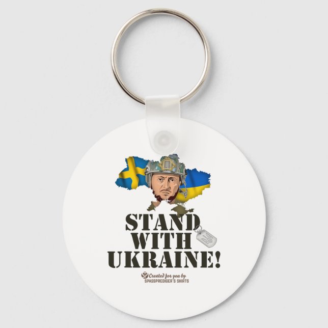 Ukraina Sverige Zelensky Stå Med Ukraina  Nyckelring (Framsida)
