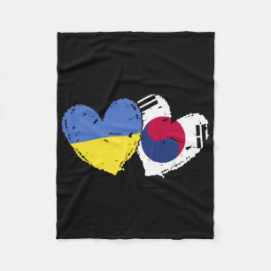 Ukraina Sydkorea Hjärtflagga Ukrainsk Koreansk D Fleecefilt