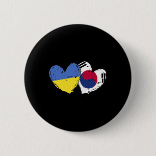 Ukraina Sydkorea Hjärtflagga Ukrainsk Koreansk D Knapp