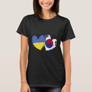 Ukraina Sydkorea Hjärtflagga Ukrainsk Koreansk D T Shirt