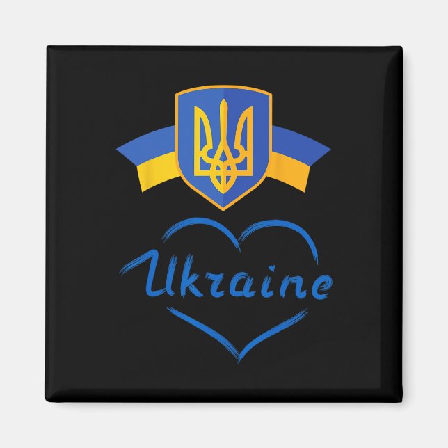 Ukraina Symbol Ukrainsk Flagga Guld Trident Män W Magnet (Framsidan)