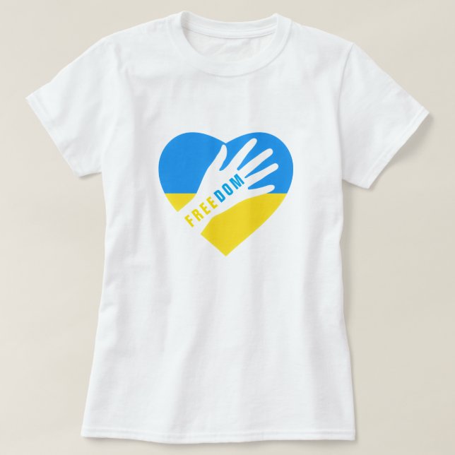 Ukraina T-Shirt Freedom Ukrainska Flagga Heart (Design framsida)