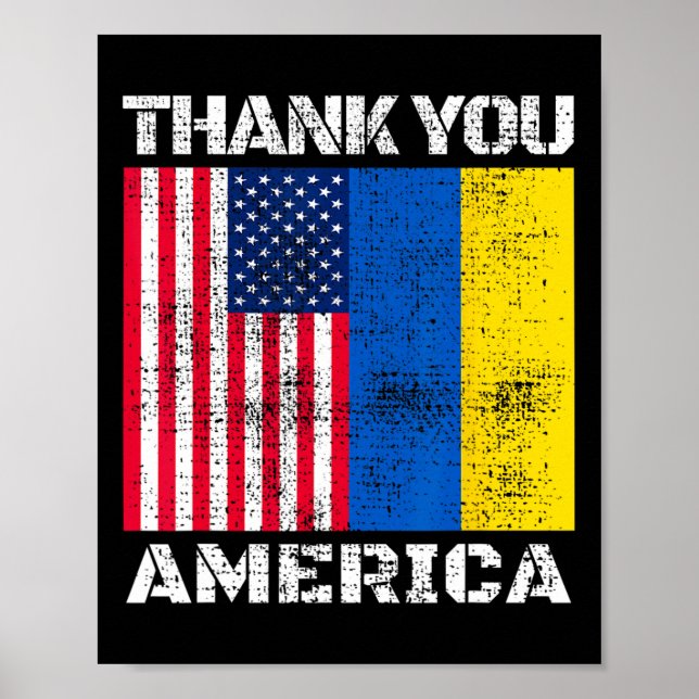 Ukraina Tack Amerika Amerikanskt Stöd 1  Poster (Framsidan)