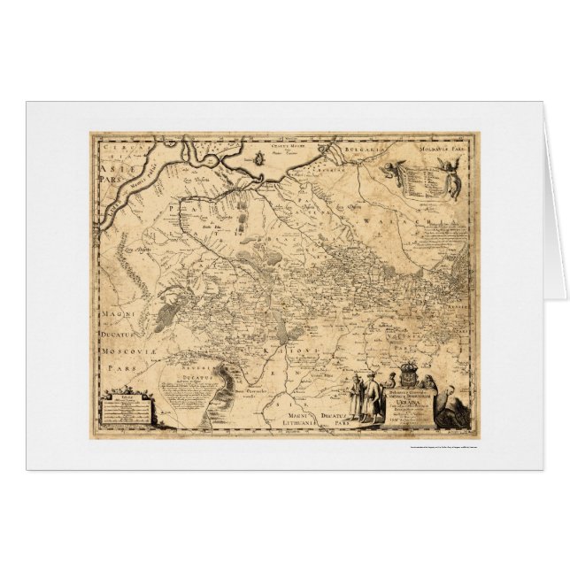Ukraina tidig karta 1648 hälsningskort (Framsidan Horizontal)