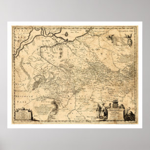 Ukraina tidig karta 1648 poster