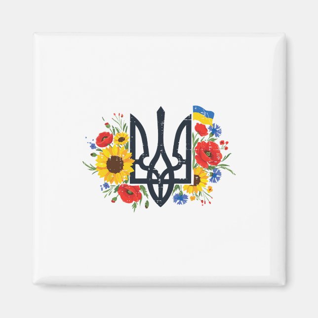 Ukraina Treudd Blommor Ukrainska Blommor Kvinnor Magnet (Framsidan)