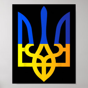 Ukraina Treudd Nationalt Symbol Ukrainsk Flagga Bl Poster