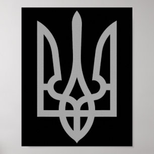 Ukraina Treudd Tryzub-symbol Vapen Ukrainsk Logo Poster