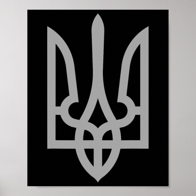 Ukraina Treudd Tryzub-symbol Vapen Ukrainsk Logo Poster (Framsidan)
