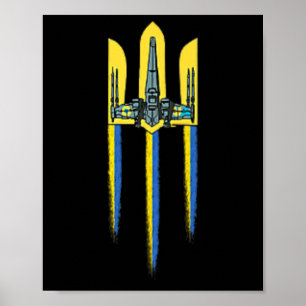 Ukraina Treudd Tryzub-symbol Vapen Ukrainsk logoty Poster