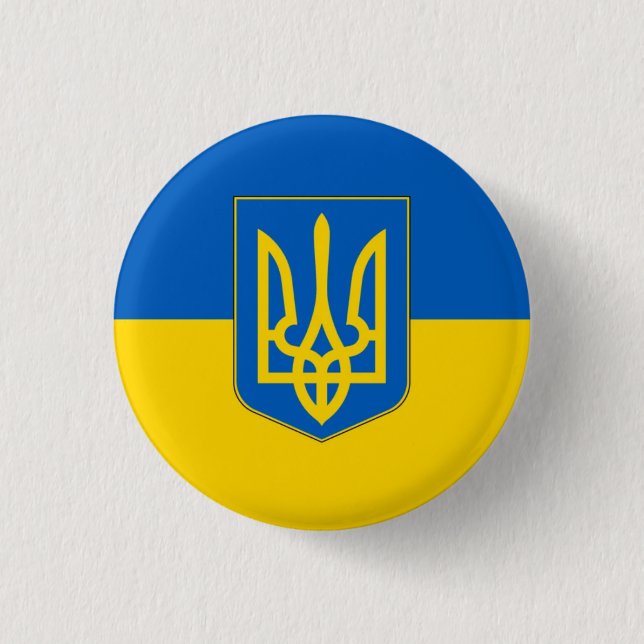 Ukraina Trident-flagg Knapp (Framsida)