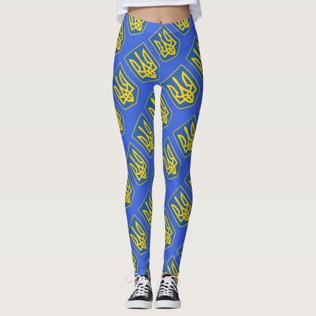 Ukraina Trident Flagga Leggings (Framsida)
