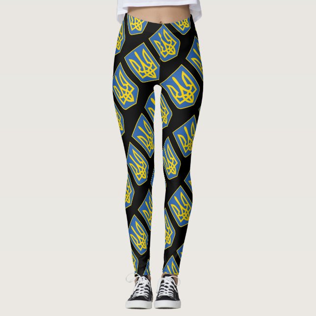Ukraina Trident Flagga Leggings (Framsida)