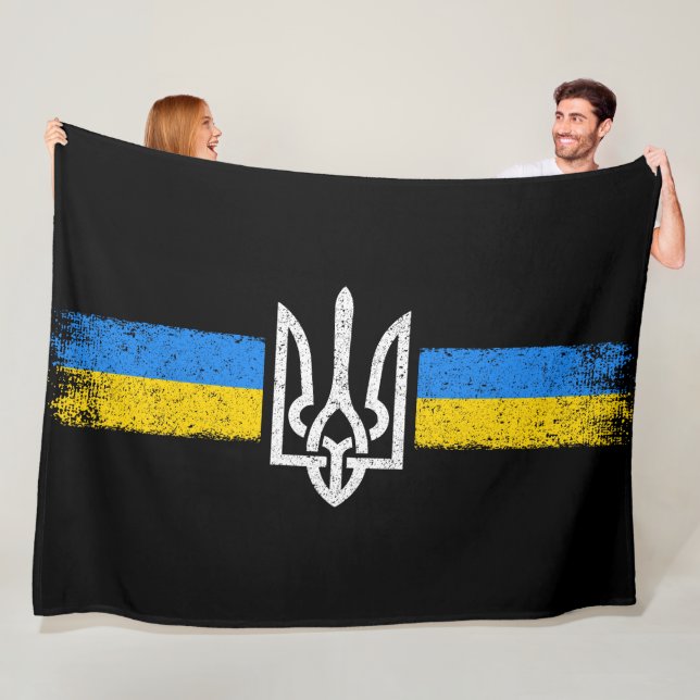 Ukraina Trident - Flagga Symbol - Ukraina Fleecefilt (På plats)