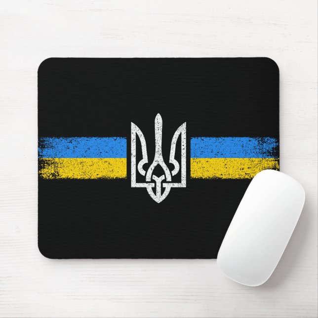 Ukraina Trident - Flagga Symbol - Ukraina Musmatta (Med mus)