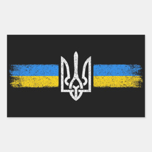 Ukraina Trident - Flagga Symbol - Ukraina Rektangulärt Klistermärke
