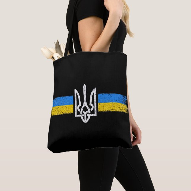 Ukraina Trident - Flagga Symbol - Ukraina Tygkasse (Närbild)