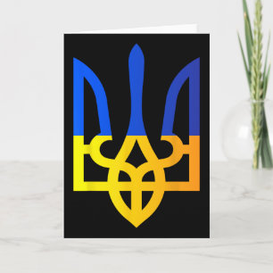 Ukraina Trident Nationell Symbol Ukrainsk Flagga B Kort