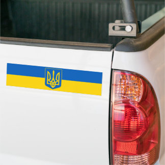 Ukraina Trident on Gult and Blue Flagga Bildekal