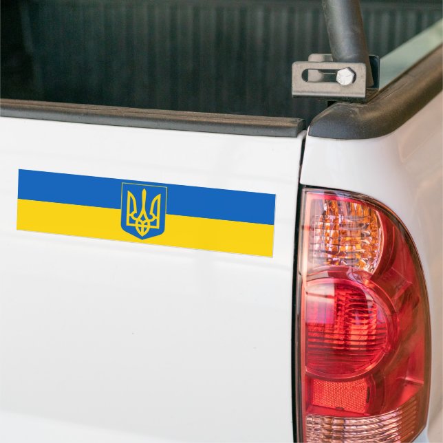 Ukraina Trident on Gult and Blue Flagga Bildekal (På lastbil)