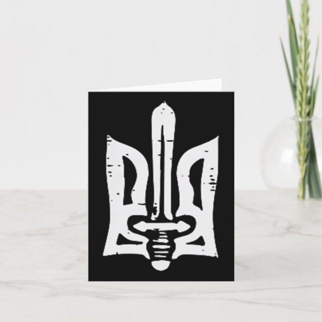 Ukraina Trident Svärd Fick Ukrainska Tryzub Kvinna Kort (Framsida)