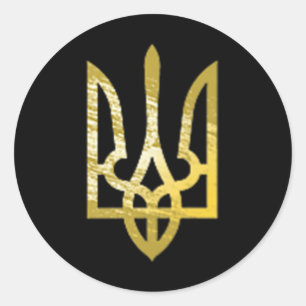 Ukraina Trident Tryzub Zelensky Military Olive Gre Runt Klistermärke
