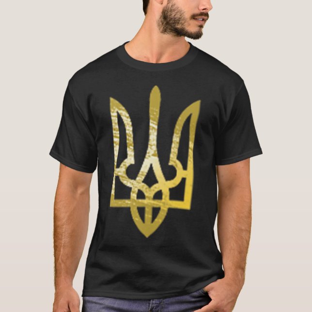 Ukraina Trident Tryzub Zelensky Military Olive Gre T Shirt (Framsida)