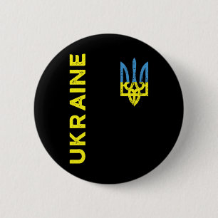 Ukraina Trident Vapen Emblem Ukrainsk Flagga Knapp