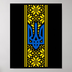 Ukraina Trident Vyshyvanka Dräkt President Zelen Poster