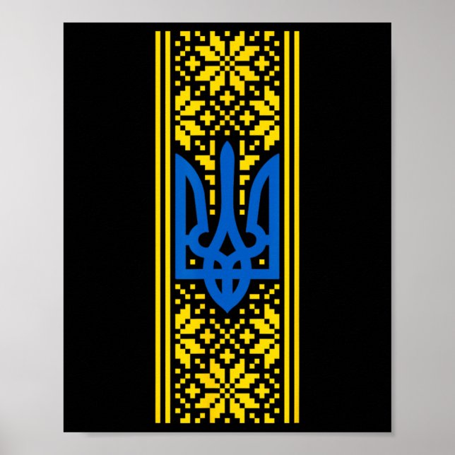 Ukraina Trident Vyshyvanka Dräkt President Zelen Poster (Framsidan)