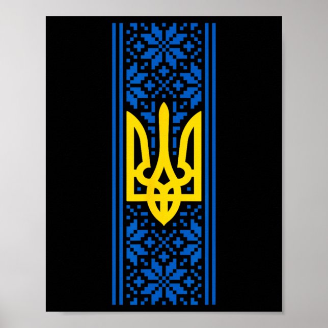 Ukraina Trident Vyshyvanka Dräkt President Zelen Poster (Framsidan)