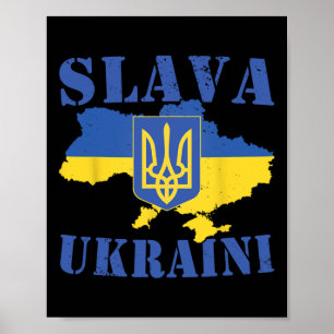 Ukraina Tröja Slava Ukraini Ukrainsk Flagga Triden Poster