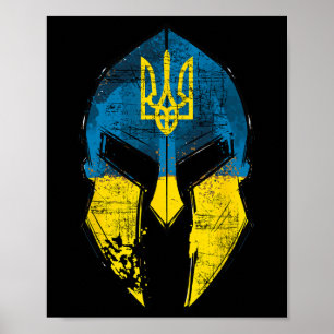 Ukraina Tröja Sparta Hjälm Ukraina Crest Flagga Mä Poster