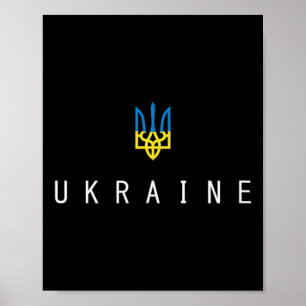 Ukraina Tröja Ukrainsk Tryzub Flagga Trident Milit Poster