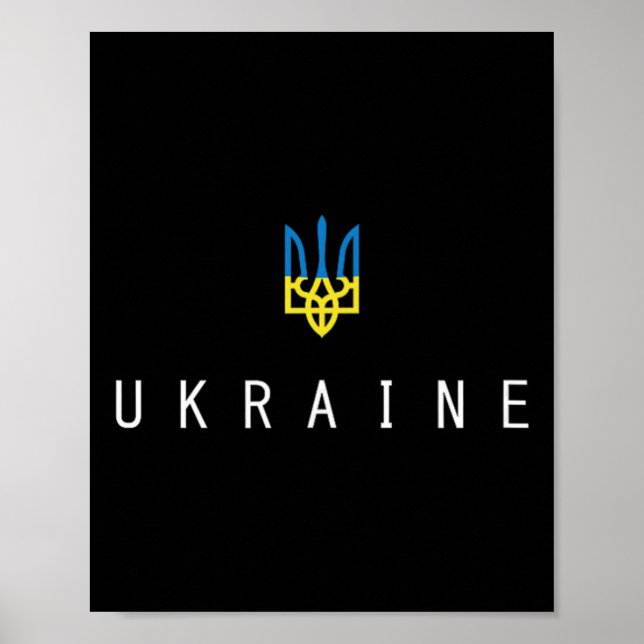Ukraina Tröja Ukrainsk Tryzub Flagga Trident Milit Poster (Framsidan)