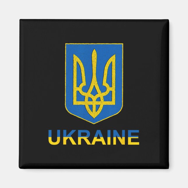 Ukraina Tryzub-emblem Sköld Design Nationell Färg Magnet (Framsidan)