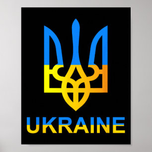 Ukraina Tryzub Treudd Fet Modernt Flaggstilsgrafik Poster