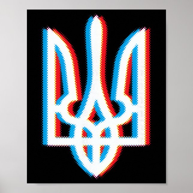 Ukraina Tryzub Tröja Trident Militär Ukrain  Poster (Framsidan)