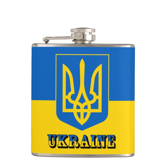 Ukraina, Tryzub, Ukrainas Flagga/Jackande av Arm Fickplunta (Framsidan)