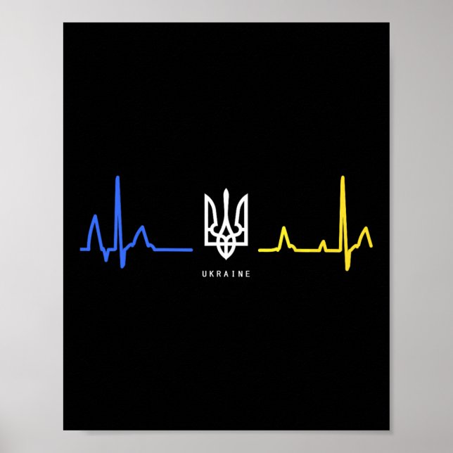 Ukraina Tryzub Ukrainsk Flagga Trident Zelensky Hu Poster (Framsidan)