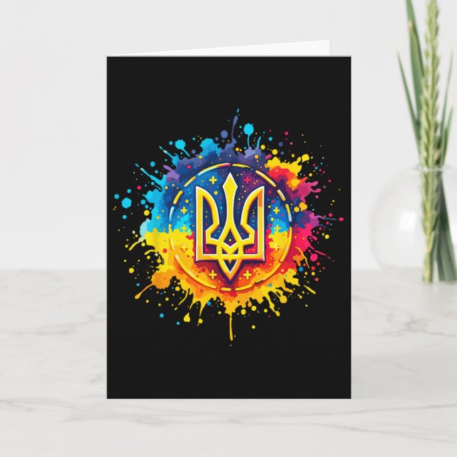 Ukraina Tryzub Ukrainska Trident  Kort (Framsida)
