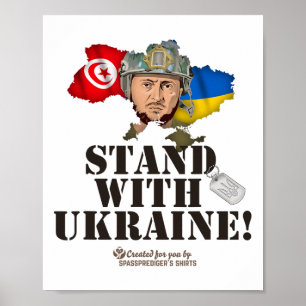 Ukraina Tunisien flaggor Zelenskyy Stå med Ukraina Poster