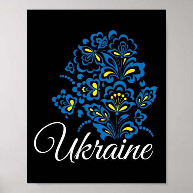 Ukraina Ukrainare Ukrainsk Kiev Trysub Flagga 12  Poster (Framsidan)