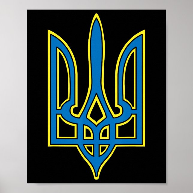 Ukraina ukrainare ukrainsk Kiev Trysub Flagga 1  Poster (Framsidan)