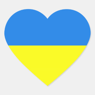 Ukraina - Ukrainas Flagga Heart Sticker Hjärtformat Klistermärke