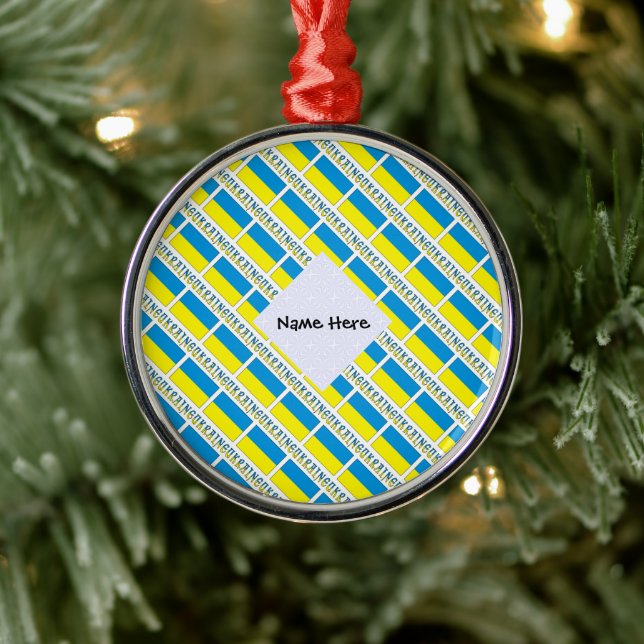 Ukraina Ukrainsk Flag Kakel Personaliserad  Julgransprydnad Metall (Träd)